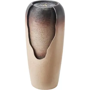 VEVOR Outdoor Water Fountain, 30.71 in Height Fountain and Waterfall, 1-Tier Floor Standing Glazed Jar Style Fountains with LED Light and Pump, for Outdoor Indoor Garden, Home, Patio Yard (Green)VEVOR Super Brand Day