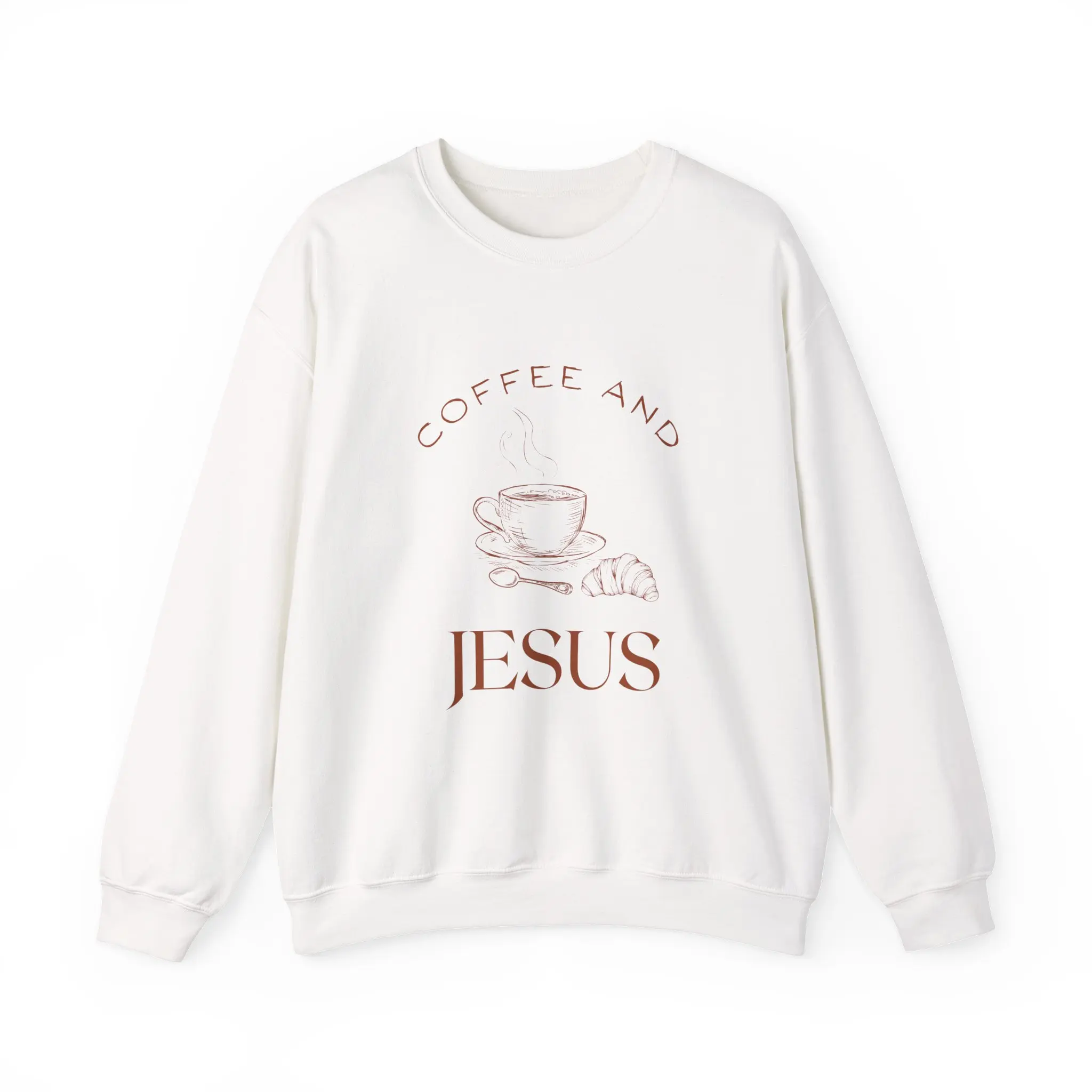 Coffee and Jesus Sweatshirt, Faith-Based Gift, Cozy Crewneck, Christian Apparel, Perfect for Cafés and Church