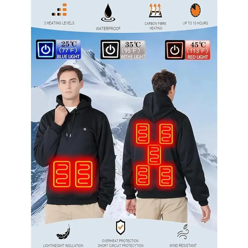 Unisex Heated Hoodie for Men Women Heated Sweatshirt Warm USB Electric Outdoor Winter Puffer Jacket with No Battery Unisex Heated Hoodie for Men Women Heated Sweatshirt Warm USB Electric Outdoor Winter Puffer Jacket with No Battery