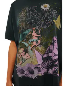 Comfort Color Tshirt Vintage The Smashing Pumpkins World Tour T-Shirt Retro Rock Band Tee Double-Sided Graphic Design Casual Streetwear Unisex Cotton Shirt Smooth Style Tops Baggy Black Crewneck Loose Oversize