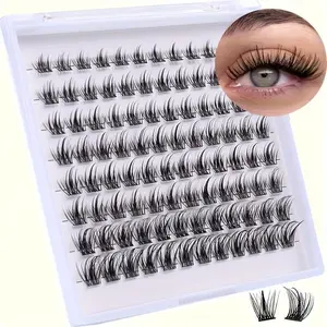 Curl Wispy Individual False Eyelash with Lash & Tweezers Kit, 1 Box Natural Self Grafting DIY Segmented Eyelash, Diy Eyelash Clusters, Makeup, Individual Eyelashes Kit