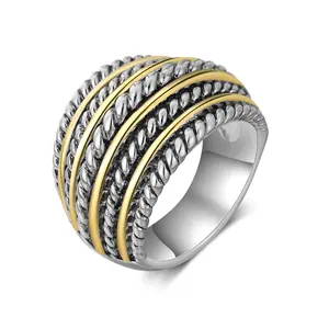 Mytys Two Tone Statement Rings for Women Men Wire Intertwined Design Chunky Rings Jewelry Gift Unique Bold
