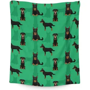 Doberman Blanket - Soft, Fuzzy & Warm - 40"x50" Small Blanket for Couch, Sofa - Green Cute Throw Gifts for Dog Lover
