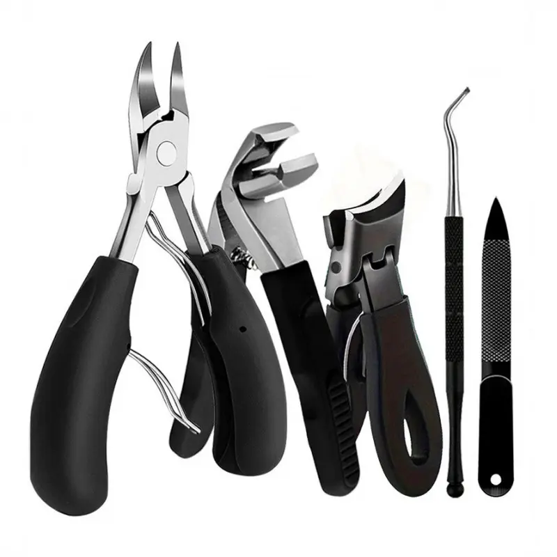5-piece set of nail clippers specifically for ingrown nails, for trimming thick toenails, nail clippers for ingrown nails, eagle beak steel pusher nail care tools, Nail File, Flawless Nail Care, Salon Home Manicure