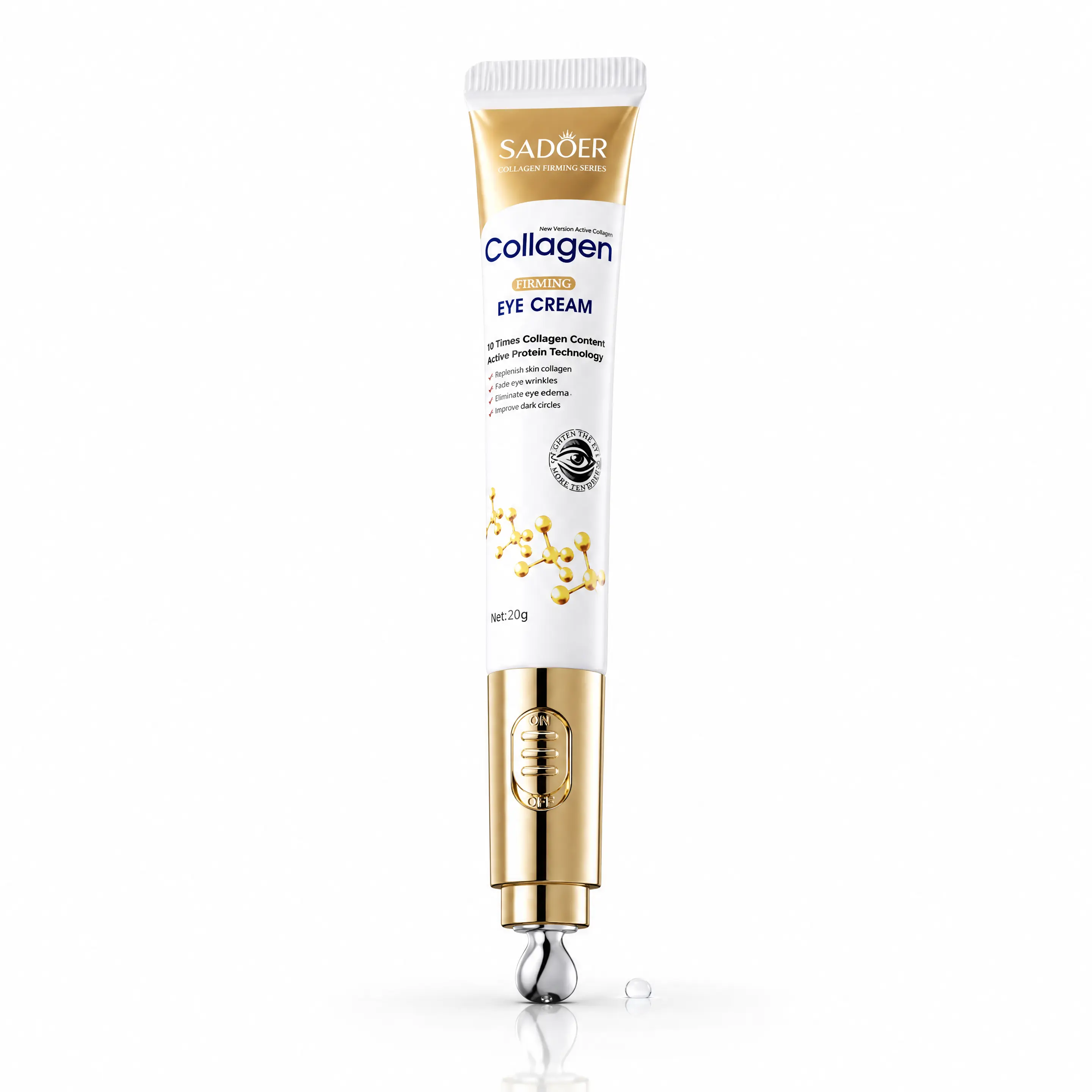Collagen Firming Electric Eye Cream with Massage Applicator, Korean Skincare Hydrating Eye Care Cream for Daily Under Eye Routine