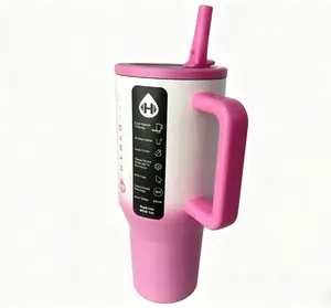 HydroJug Traveler 32oz Pink Gradient Water Bottle Tumbler - 24hr Cold Retention, Leakproof, Cup Holder Friendly, Ideal for All-Day Hydration
