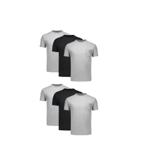 Hanes Men's Cotton Pocket T-Shirt Pack with Odor Control, Moisture-Wicking, Black/Grey, 6-Pack