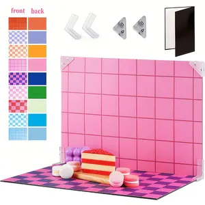 16.5x11 Inch 9 Pack Double Sided Photo Backdrops 18 Colors with 1 Black White Cardboard Set for Jewelry Makeup Small Product Photography Studio