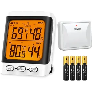 Indoor Outdoor Thermometer , 500 ft Outside Thermometer with Cold-Resistant Sensor, Outdoor Thermometer  for Patio with 3.3" LCD Backlit Display (Previously )