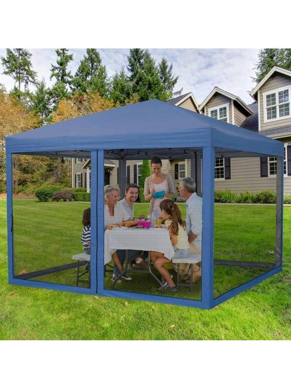 【Christmas Gift】Navy blue- 10 X 10 FT Pop Up Canopy, Heavy Duty Party Tent With Mosquito Netting, Height Adjustable Instant Sun Shade, Portable Screen Shelter With Roller Bag For Parties, Camping, Events