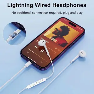 Wired Headphones with Noise Cancelling, Compatible with iPhone Android Pixel, Includes Mic and Volume Control, 3.5mm Lightning Type-C Plug