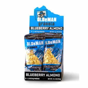 Olde Man Granola Gluten Free Granola - Non-GMO Healthy Granola Cereal - Soft Whole Grain Oats, Butter, Brown Sugar - Handmade in Colorado (Blueberry Almond, 12 To-Go Pouches)