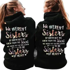 Made in USA,(Sold Individually)  Sisters By Heart Hoodie, Not Sisters By Birth Crewneck, Best Friends Forever Quote Apparel, Cotton Daily Wear, Family Gift Idea, Unisex Warm Top