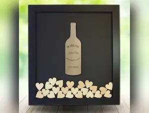 Drop Box Guest Book Frame with Wine Bottle Wooden Insert