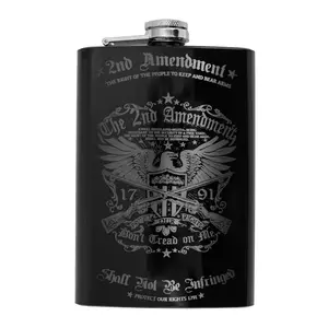 8oz BLACK 2nd Amendment Flask L1
