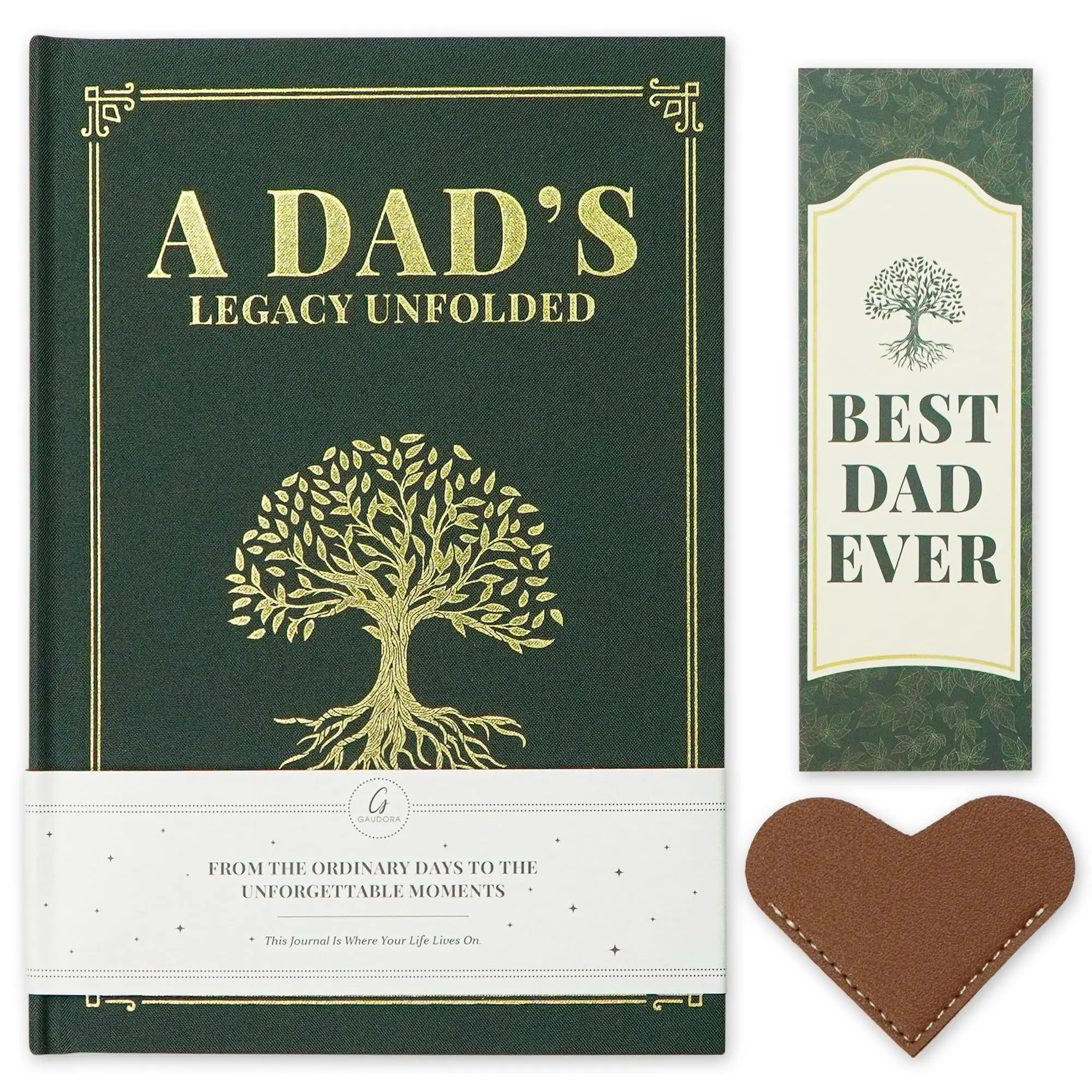 Dad Gifts from Daughter Son Wife - Notebook Journal with Leather Heart Bookmark-Best Dad Ever Birthday Gifts for Dad Bonus Step Fathers Grandpa, Stocking Suffers Gift for Men Christmas