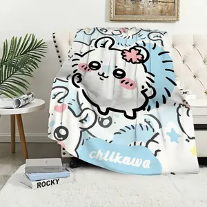 Cute Momonga C-Chiikawa Cartoon Blanket Plush Nap Sofa rug for Living Room Warm Office Bedroom Birthday Home Travel Kid Gifts