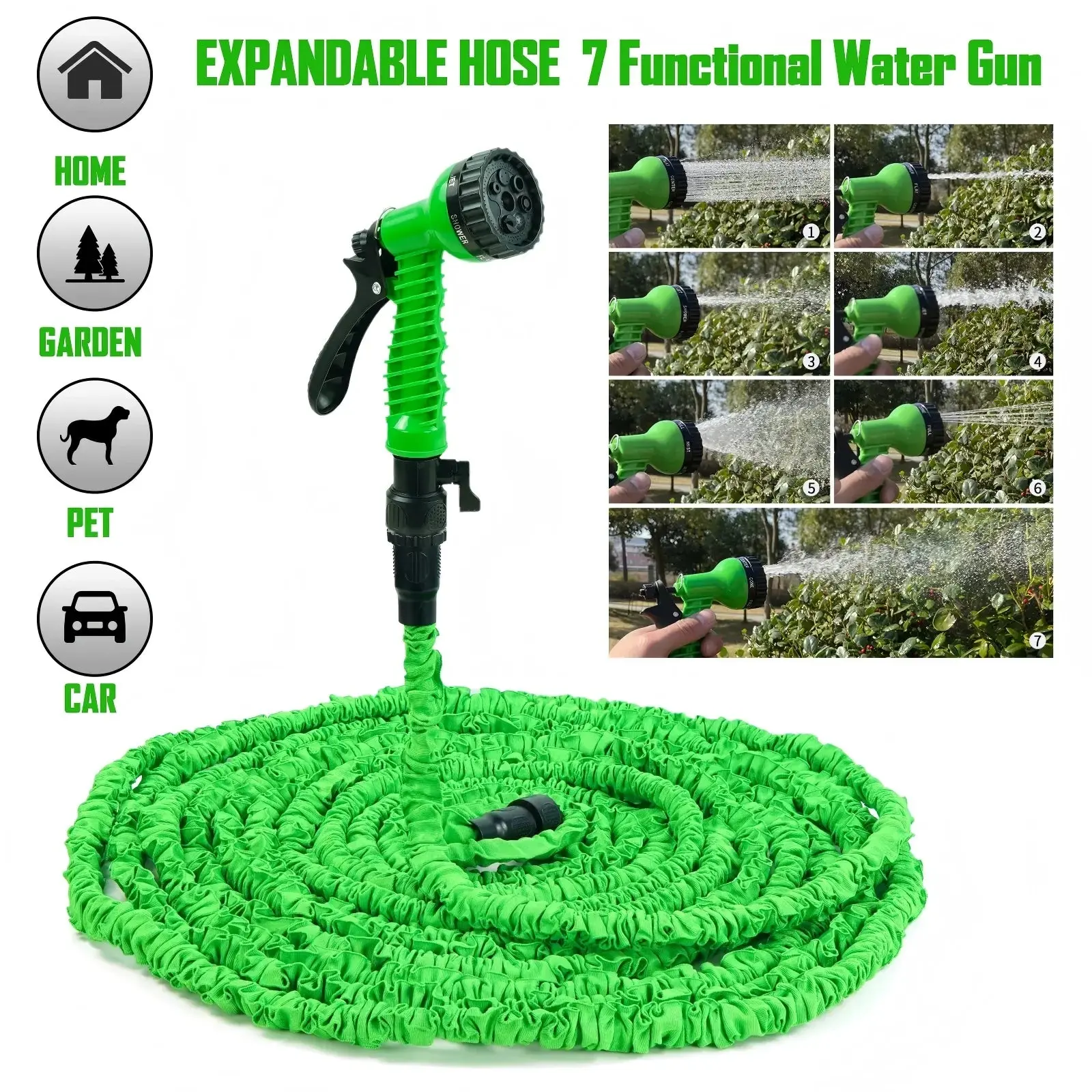 100FT Expandable Garden Hose/ 7 Spray Functions