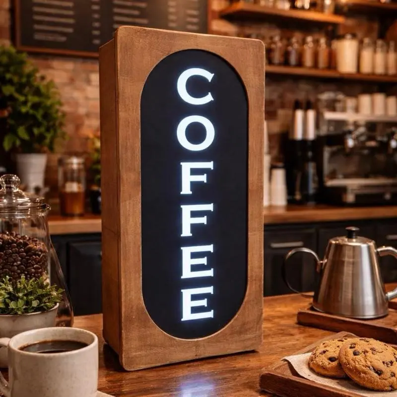 Illuminated Wooden Light Box: Desktop or Wall Mount (Custom Graphics Available)