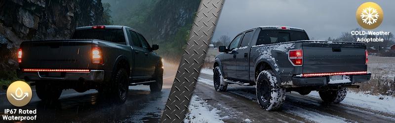 DIBMS Upgraded 60-Inch LED Tailgate Light Bar Strip with Fall Warning Signal, Arrow Turn Signals, IP67 Waterproof, Red & Amber Bright LEDs,Ambient Lighting  Lightbar