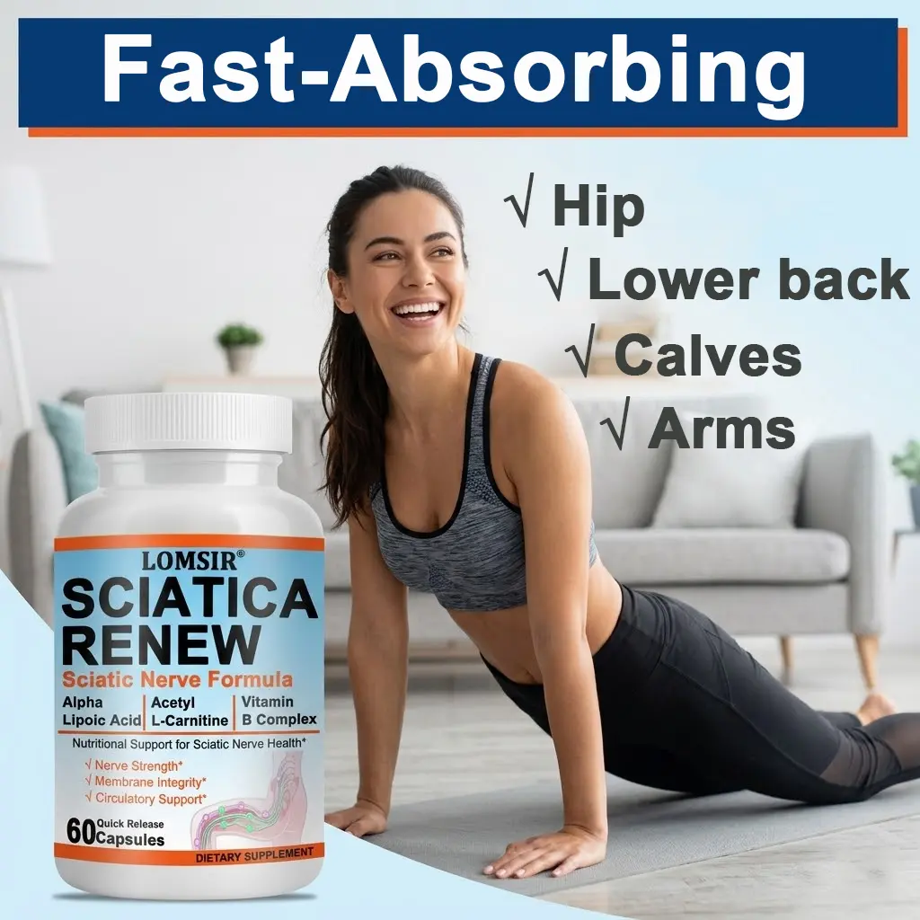 Sciatic Renew Capsules - Sciatic Nerve Health Support Supplement - Nerve Support Formula with Acetyl L-Carnitine, Vitamin B Complex, Alpha Lipoic Acid - 60 Capsules
