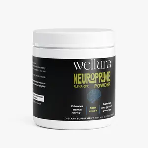 Wellura NeuroPrime Powder - Focus Powder Sour Candy - Cognitive Support Supplement with Alpha-GPC & Natural Caffeine - 165g Healthcare Fitness Dietary Optimum