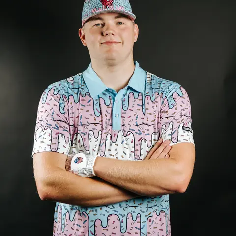 Shankit Golf Ice Cream Drip Polo - Short Sleeve Shirt in Blue with Sprinkles, Polyester, and Spandex Material