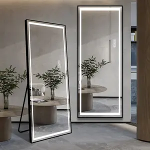 LED Full Length Mirror Lighted Floor Standing Mirror Standing Hanging or Leaning Against Wall Hanging Mirrors for Bedroom