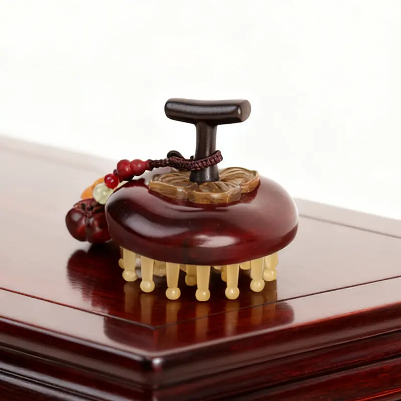 Green Sandalwood Meridian Brush Full Body Massage Tool for Shoulder Neck Abdomen Detachable Ring Comb & Scalp Massager Wood Material Luxury Gift
