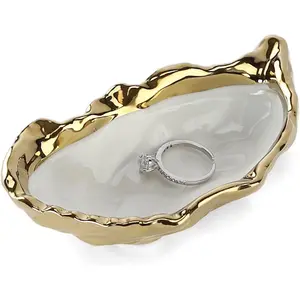Oyster Shell Ring Dish, Dish Tray, Trinket Tray, Long Distance Friendship Gifts for Women,Ceramic