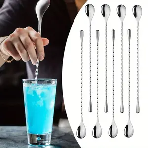 8 Pack Spiral Pattern Bar Cocktail Shaker Spoon, 12 Inch Stainless Steel Mixing Spoon, Long Handle Bar Mixing & Stirring Spoon for Smoothies, Milkshakes & Beverages - Durable, Rust-Resistant Bartender's Tool accessories