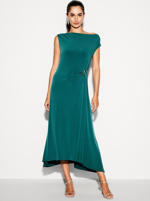 slim fit dress slacks Fit & Flare Lined Laced Mixed Media Midi Dress main image 0