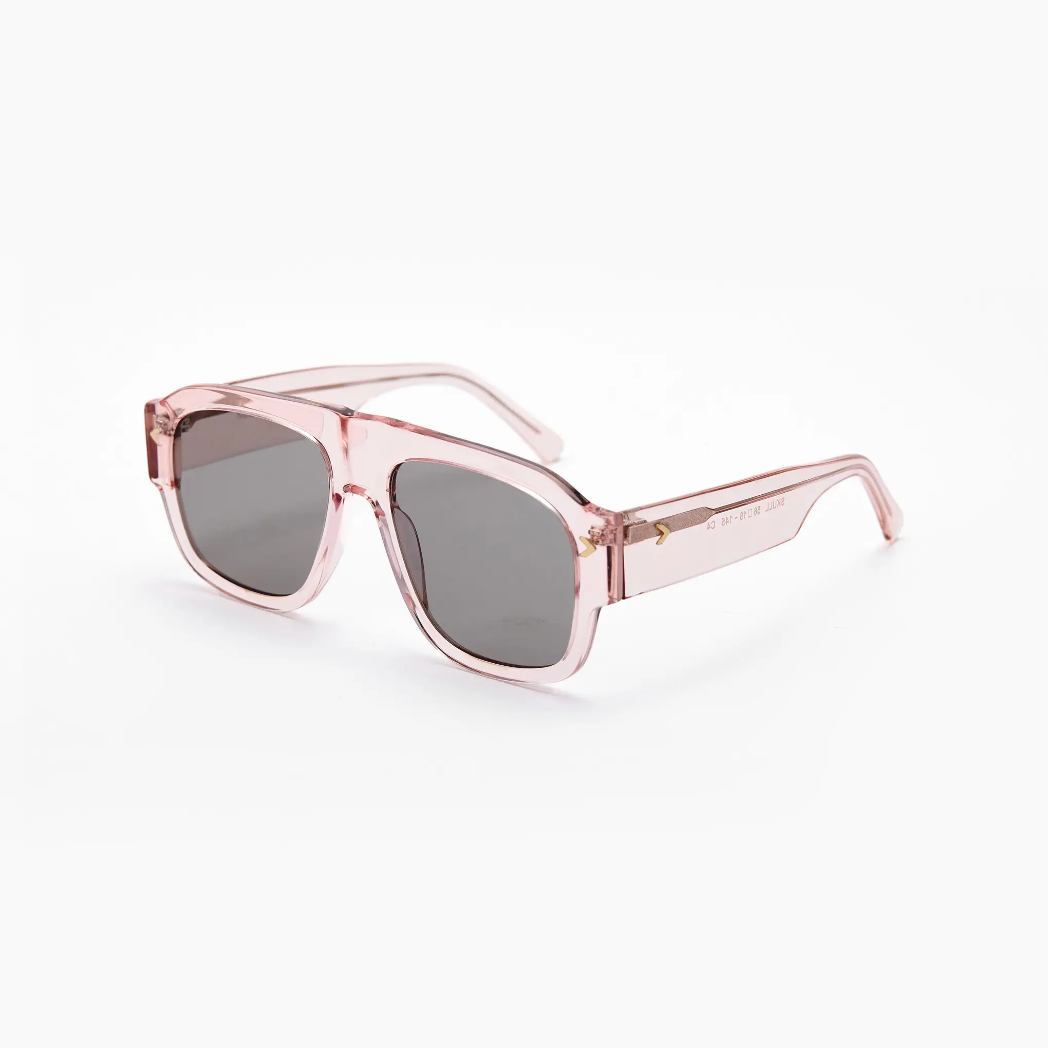 【SKULL】Full Rim Wrap Around Sunglasses, Aviation-Style Acetate Frame with Impact-Resistant Nylon Lenses, UV400 Protection, Black_grey, Aviation Look, Uv-Protection, Ball-Drop