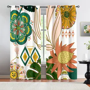 Bohemian Floral Print Curtains (Set of Two), decorative curtains,perfect for bedrooms, living rooms, and dorm rooms. Easily create a cozy home atmosphere with this unisex style that pairs perfectly with any furniture.