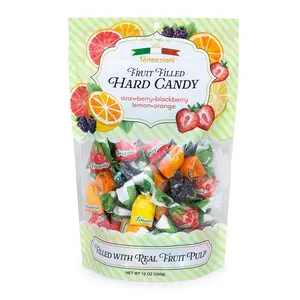 Italian Natural Fruit Filled Candies, Strawberry, Blackberry, Lemon and Orange Hard Candies Filled With Real Fruit Pulp, Individually Wrapped Authentic Italian Candies