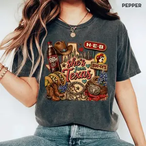 Comfort Colors Vintage Cute She's From Texas I Can Tell Southern Country Funny Trending Girly Western Texas Lover Shirt