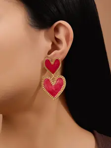 Fashion Trendy Valentine's Day New Colorful Enamel Heart Metal Big Earrings, heart shaped earrings, statement earrings, versatile earrings, Creative High-End Women's Party Wedding Daily Wear Gift