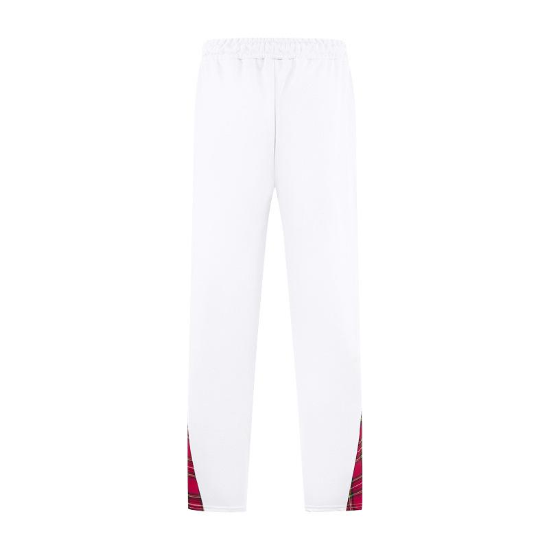 Contrast Color Drawstring No Fly Straight Track Sweatpants - White Solid Color Fitted Mid Waist Trousers with Micro Elasticity for All Seasons