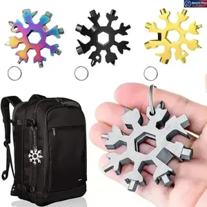 18-in-1 Snowflake Multi Tool 2026 Trend Stainless Steel EDC Pocket Wrench Compact Portable Multi Function Screwdriver Bottle Opener Bike Repair Camping Outdoor Survival Tool Keychain Gadget Gift for Men Daily Carry Use