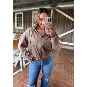 Soft Pocket Scuba Full Zip Jacket- Cocoa DOORBUSTER