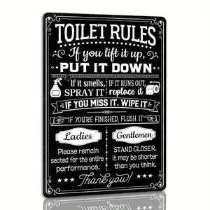 Humorous Toilet Metal Tin Logo Toilet Logo Retro Mural Poster Bar Cafe Toilet Home Bathroom Wall Decoration Humorous Bathroom Poster 7.87 x 11.81 inches