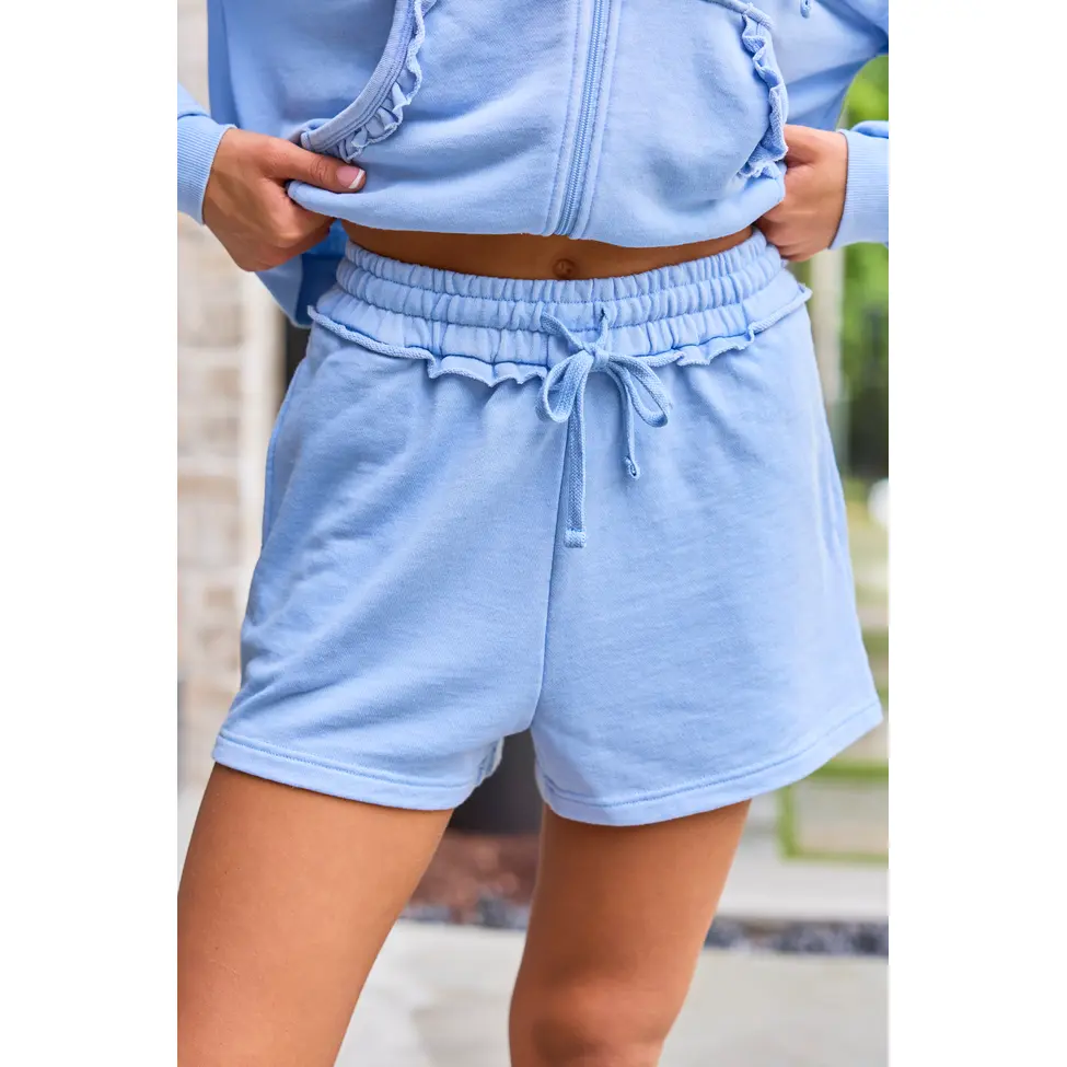 Rayne Dusty Blue Ruffle Shorts Rayne Dusty Blue Ruffle Shorts