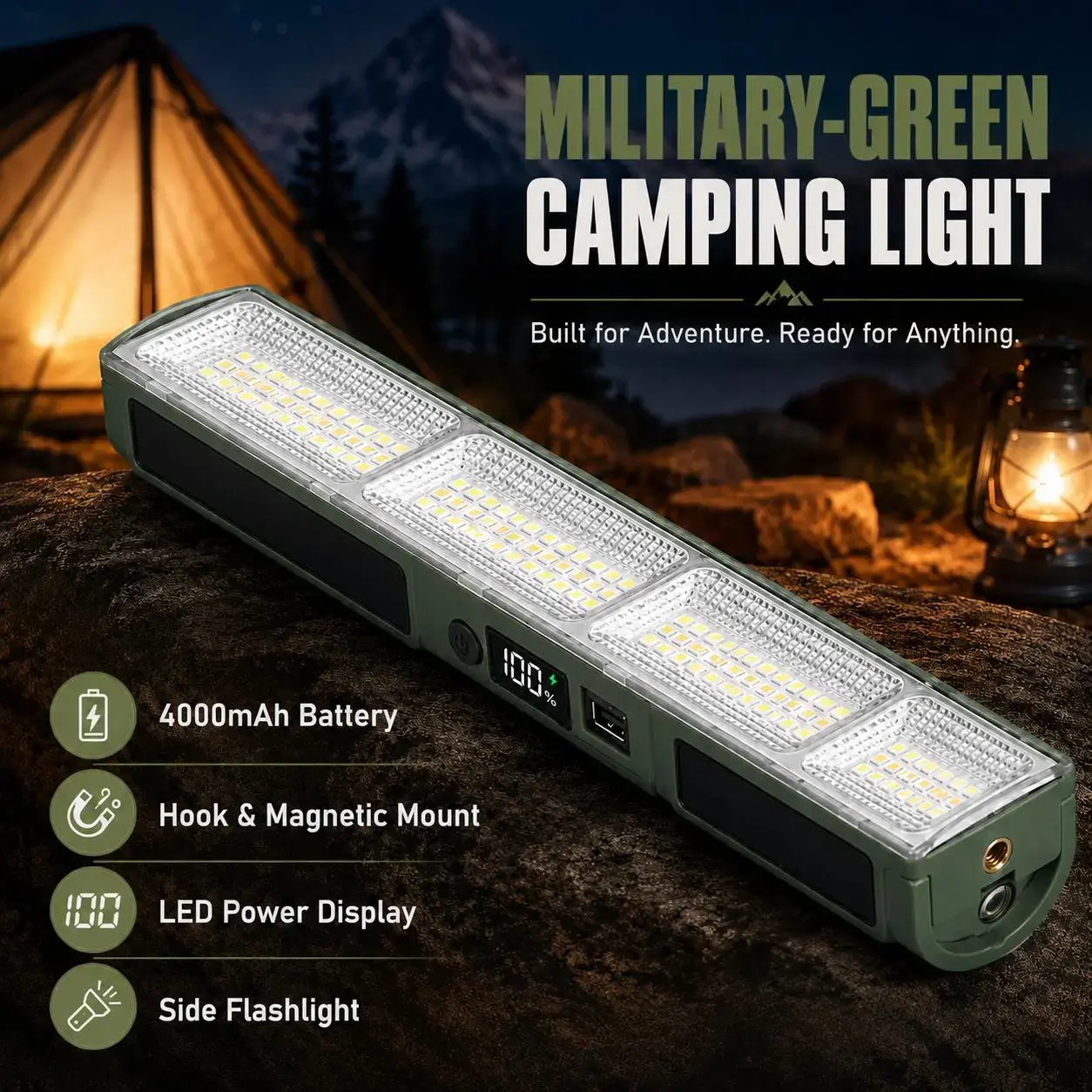 168-LED Rechargeable Work Light with Magnetic Base, Hidden Hook, Battery Display & 3 Lighting Modes, Portable LED Utility Light for Car Repair, Auto Maintenance, Garage, Workshop, Emergency, Camping, Hiking, Fishing, Power Outage, Roadside Assistance Use