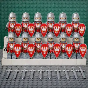 Medieval Knight Minifigures Set 12PCS Castle Soldiers Army Pack with Swords Shields Building Blocks Toys for Kids Collectors