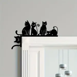 Cute Animal Metal Gate Topper, Cat Pet Door Decor, House Wall Art, Character Art, Indoor Bedroom Decoration, Gift for Cat Lovers, Holiday Home Decor