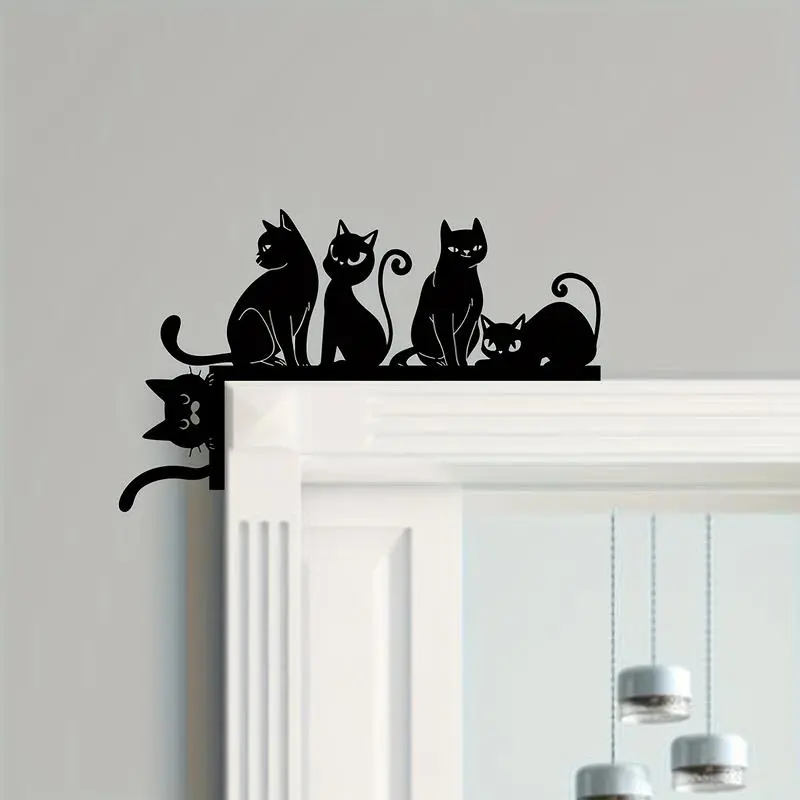 Cute Animal Metal Gate Topper, Cat Pet Door Decor, House Wall Art, Indoor Bedroom Decoration, Gift for Cat Lovers, Holiday Home Decor