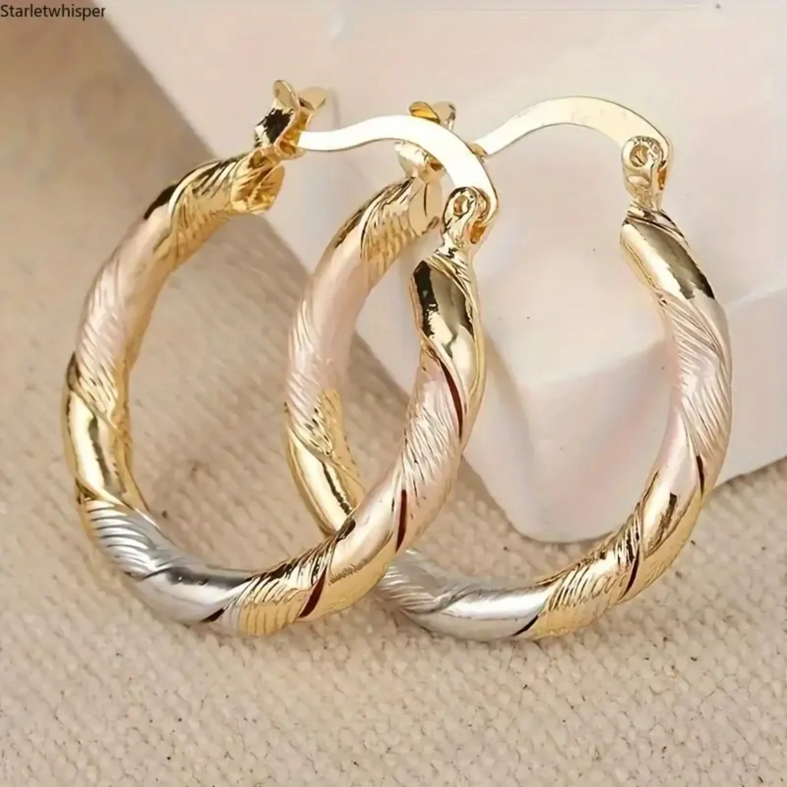 2 Pairs 14K Gold Plated Twisted Round Hoop Earrings, Unisex Copper Fashion Ear Jewelry for Men & Women, Elegant Versatile Accessory, Perfect for Wedding, Party, Daily Wear, Birthday and Holiday Gift