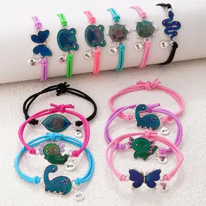 Thermochromic Product 2PCS Temperature-Sensitive Color-Changing Oil-Drip Accessories BFF Elastic Rope Bracelet Set of 2