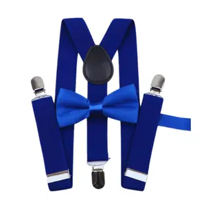 TIE MOOD Royal Blue Satin Kid's Pre-Tied Bow Tie & Royal Blue Suspenders Set | Bow Tie & Suspender for Boys | Easter Outffit