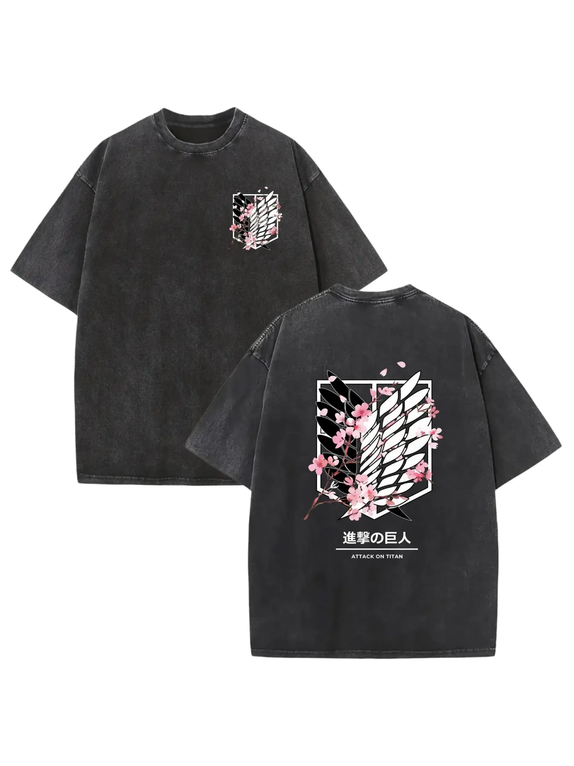Attack On Titan Vintage Anime Graphic Tee | 100% Heavyweight Cotton Oversized Washed T-Shirt | Retro Wings of Freedom Streetwear Unisex Gift for Otaku